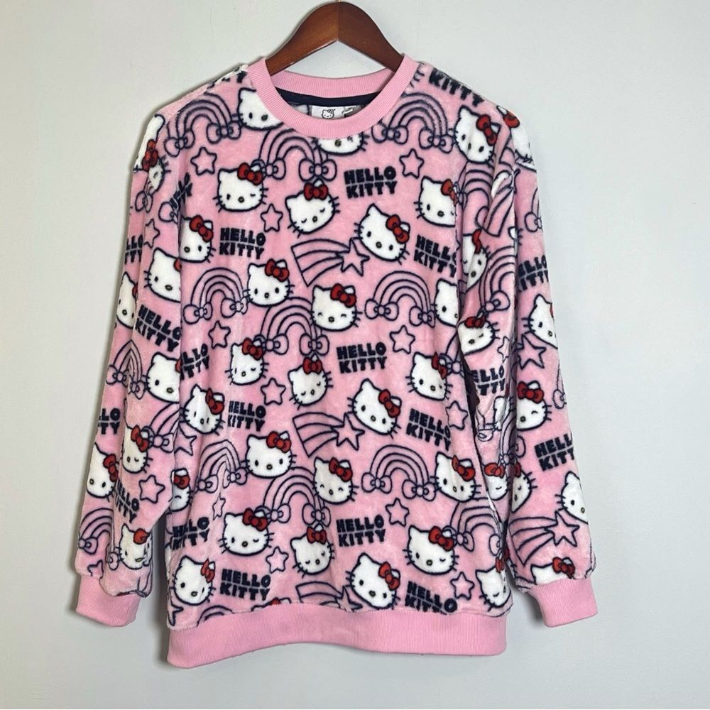 Hello Kitty Women's Super Soft Plush Pink Pull-Over Sweater